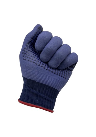 12 Adet S-m Mikro Puanlı Eldiven Koruyucu İş Eldiveni Lacivert