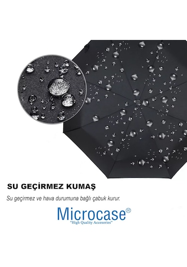 Microcase Unisex16 Telli Rüzgara Dayanıklı Su Geçirmez Baston Şemsiye