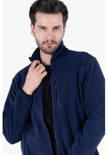 Polar Ceket Tam Fermuarlı 3 Cepli Lacivert