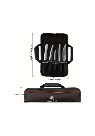 Fochsia 5 Gözlü Profesyonel Şef Bıçağı Kılıfı - Kırmızı - Mutfak Seyahat Kamp İçin Dayanıklı Bıçak Çantası Kırmızı