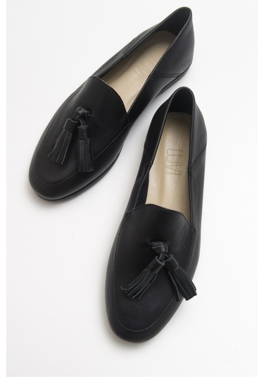 Luvishoes F04 Siyah Cilt Hakiki Deri Ayakkabı Siyah
