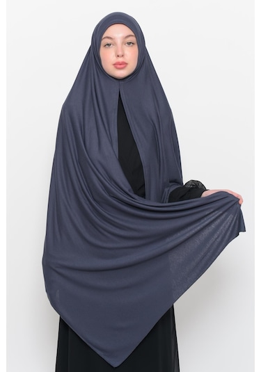 Hazır Pratik Geçmeli Lüks Düz Penye Şal Çapraz Hizalı Füme