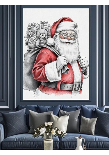 Ahşap Tablo Noel Baba Hediye Çuvalı
