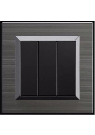 Ovivo Quantum Manyetik Gri+siyah Üçlü Anahtar + Çerçeve Dahil - 1 Adet