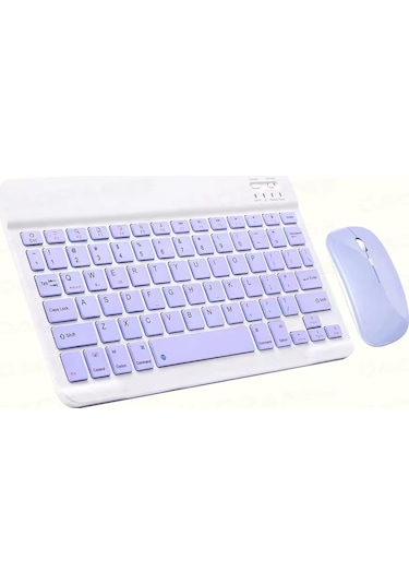 Schitec Kablosuz Klavye Ve Mouse Set Type-c Şarjlı Bluetooth 2.4g Bağlantlılı Mor Diğer