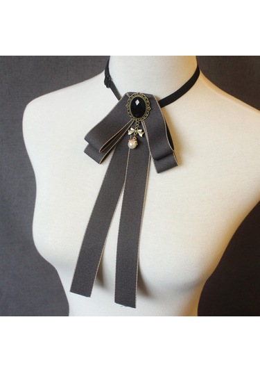 Homyl Şerit Papyon Broş Boyun Kravat Kokteyller Parti Mezuniyet Gri