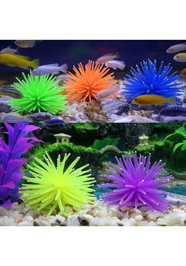 Sones Akvaryum Makaleleri Dekorasyon Tpr Simülasyon Deniz Kestanesi Topu Mercan Noktalı, Boyut: L, Çap: 13cm