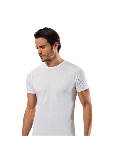 Weweus Beyaz Micro Modal Premium Erkek T-shirt 1134 Beyaz