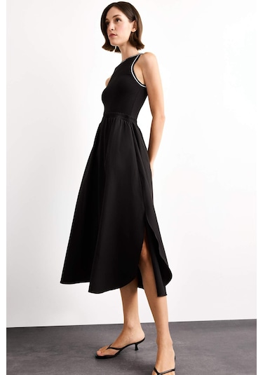 Defacto A Kesim Pamuklu Kolsuz Midi Elbise G1358ax25smbk81 Siyah