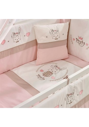 Meltem Kids Pretty Nakışlı Pamuklu Bebek Uyku Seti 60 x 120 CM Pembe