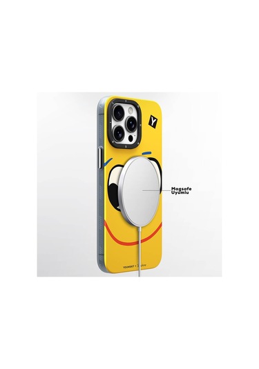 İphone 15 Pro Uyumlu Kılıf Magsafe Özellikli Sunshine Tasarımlı Youngkit Daily Happy Serisi Sarı