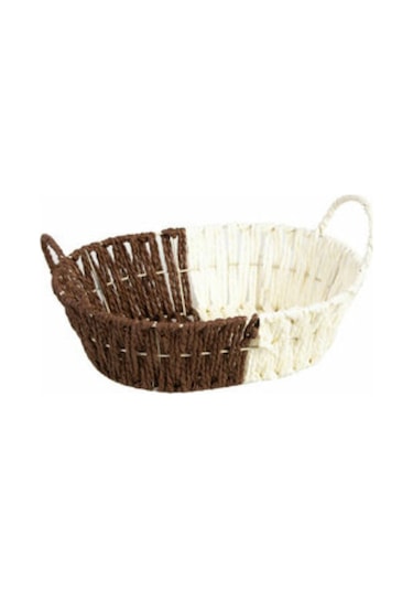 Hasır Oval Ekmek Sepeti Kahve - Krem