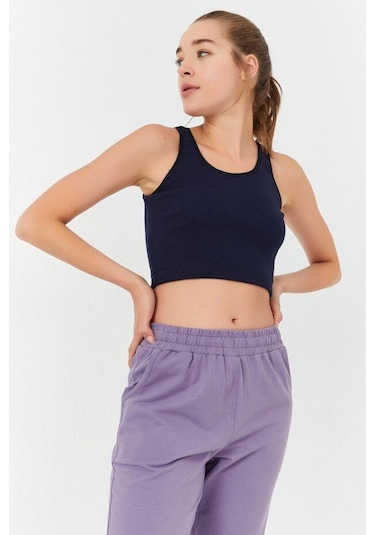 Basic U Yaka 5li Paket Kadın Crop Top Atlet - 97160 Siyah - Krem
