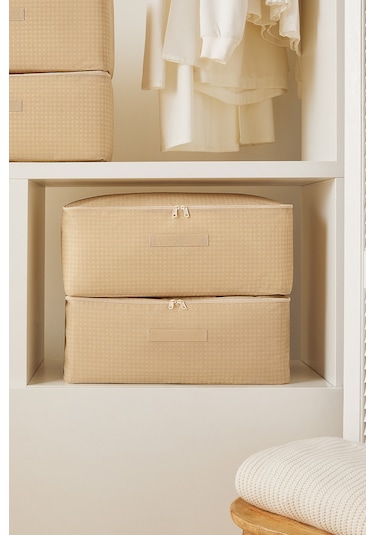 Home Wave 4'lü Orta Boy Bej Pötikare Hurç Set 52 x 28 x 21 cm