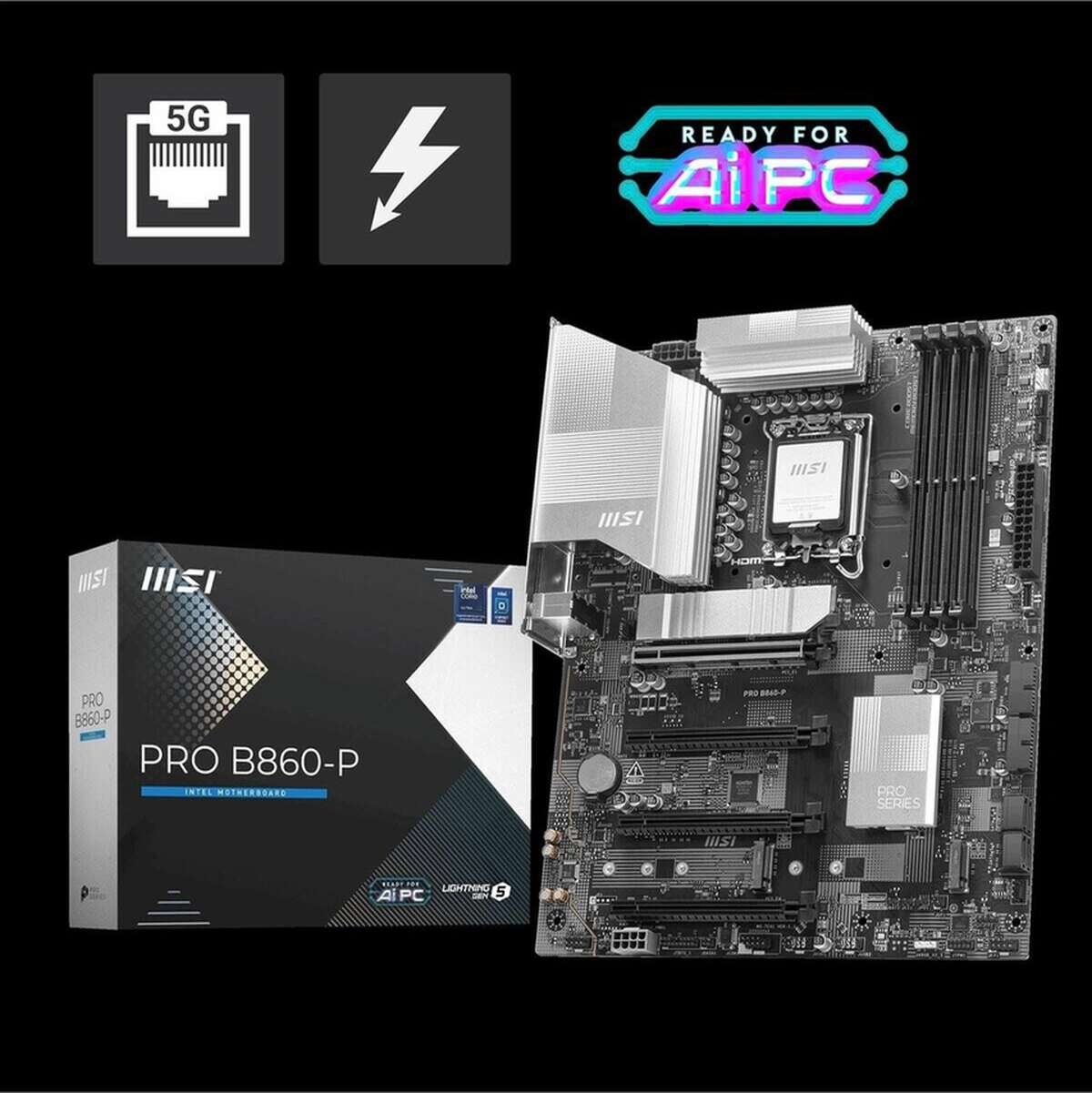 Msı Pro B860-p Soket 1851 Ddr5 8600mhz Oc 3xm.2 1x Tb4 Hdmı Dısplay 5g Lan Atx-116687