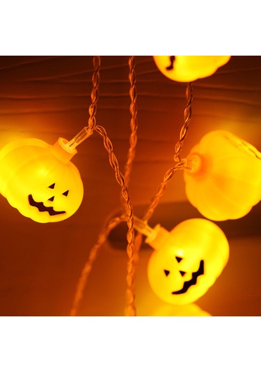 Gajeena Halloween Dekorasyon Gülümseme Kabak Led Işık Zinciri 6m 40 Işıklı Parıltılı 3 Pil Tipi Pil Yok