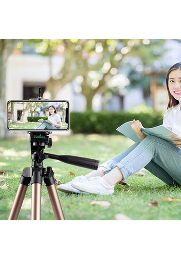 Createtech 110 Cm Alüminyum Tripod, Kamera Ve Telefon Destekli Canlı Akış Standı