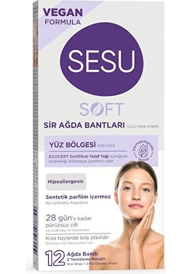 Sesu Soft Yüz Bölgesi Sir Ağda Bantları 12'li