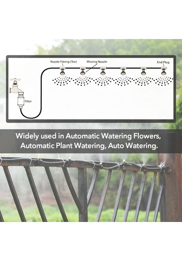 Mufunye 10m Pvc Hortum 10 Adet Buharlayıcı Nozzle Seti Bahçe Sulama Seracılık Soğutma Nemlendirme