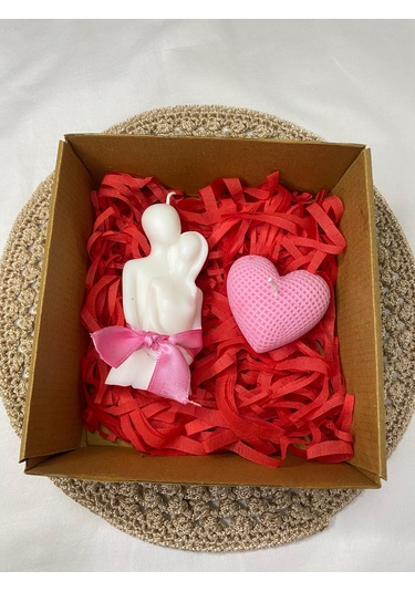 Hediye Kutusunda Pembe Mum Seti