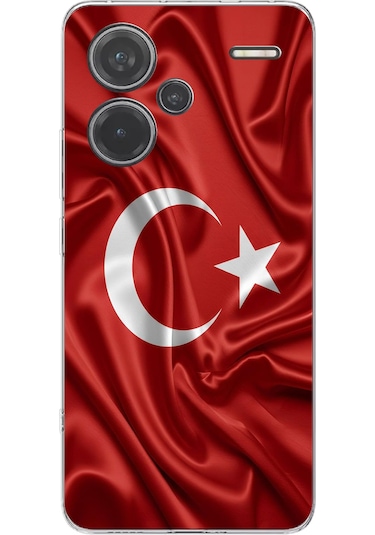 Redmi Note 13 Pro Plus Uyumlu Türk Bayrağı Baskılı Silikon Kılıf Renkli