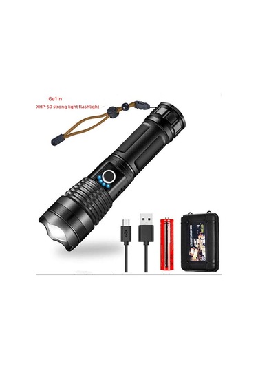 Qingmipy Xhp50 Led El Feneri, Usb Şarjlı, Alüminyum Gövde, Güç Gösterimi, 500m Işık Mesafesi, Zoom Özelliği - Kamp, Av, Ev Güvenliği İçin Dayanıklı