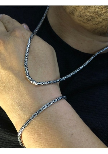 Erkek Gümüş Set - 3.5mm Yuvarlak Kral Model Işıklı Kutuda Sevgi