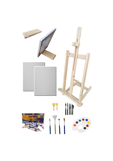 Yağlı Boya Resim Başlangıç Seti, Masaüstü Şövale, Şövalye, Tual Seti, Karne Hediyesi