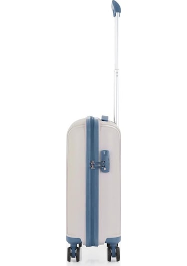 Mçs Bavul Orta Ve Kabin 2li Set Kırılmaz Silikon Valiz V305 Kemik/skyblue Kemik