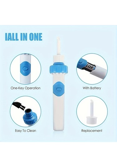 Elmpaly Beyaz Kulak Kirı Temizleme Seti Elektrikli Vakum Kulak Temizleyici Taşınabilir