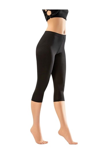 Kadın Likralı Kapri Tayt Siyah SiYAH