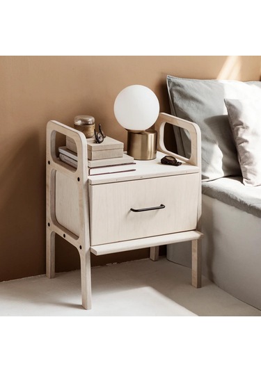 Woodesk Gece, Ahşap, Çekmeceli Komodin, 50x65 Natural Renk