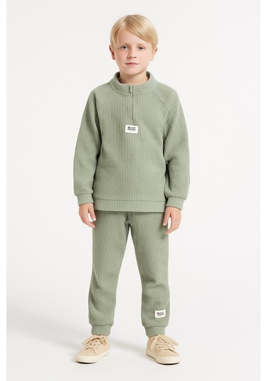 Monox Erkek Çocuk Reglan Kol Fitilli Polar Takım Çağla