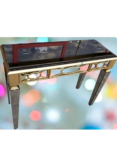 Dresuar Motifli Ayna Kaplamalı Model Parlak Gold Renk Kayın Torn (382320600) Altın