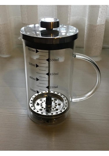 Borosilikat Cam French Press 600 ML Şeffaf