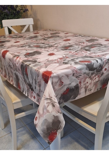 Elyaflı Pvc Muşamba - Desenli Silinebilir Masa Örtüsü Kahverenği Mrl100 Gri