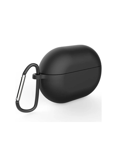 Koodmax Huawei Freebuds Pro Uyumlu Silikon Kılıf + Metal Kopça - Siyah