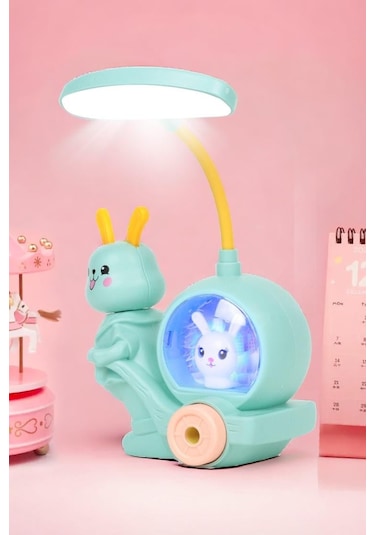 Tavşan Modelli Led Masa Lambası Turkuaz