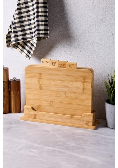 Perotti Piero 4'lü Standlı Kesme Doğrama Tahtası 16619 Ahşap