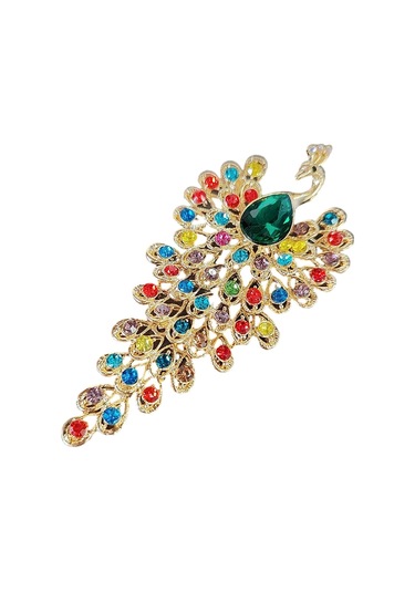 Mufunye Yeşil Yaprak Desenli Kadınlar İçin Şık Broş Aksesuarı Mavi