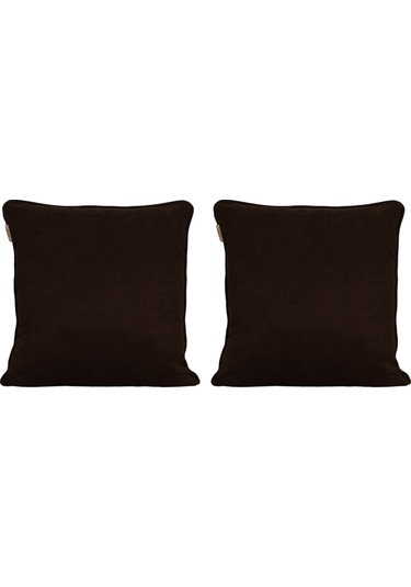 2'li Kadife Dokulu Fitilli Kırlent Kılıfı Acı Kahve-545 Acı Kahve