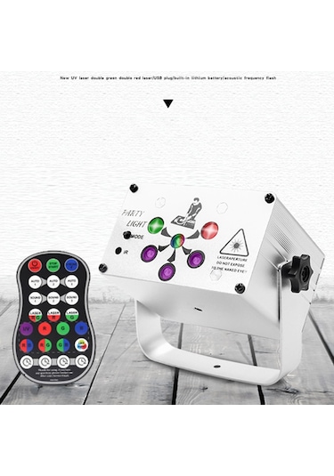 Cbtx R80 Mini Lazer Işığı Dekoratif Işık Sesle Etkinleşen Uzaktan Kumanda Atmosfer Lambası - Gümüş