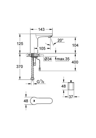 Grohe 3633000 Pilli Eurosmart Cosmopolitan E Fotoselli Lavabo Bataryası
