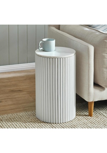 Mariposa Bohem Ahşap Yan Sehpa Beyaz