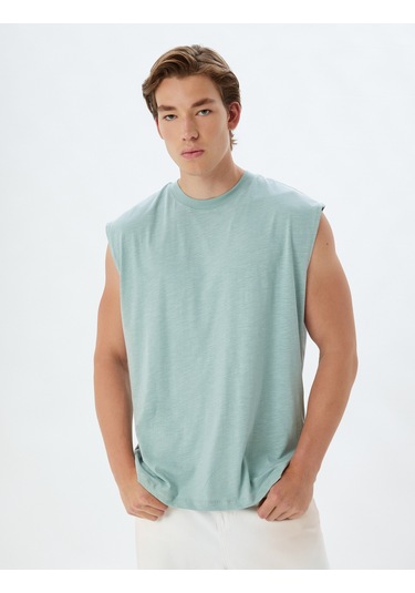 Koton Basic Atlet Bisiklet Yaka Kolsuz Pamuklu Mavi 4sam30043mk Mavi