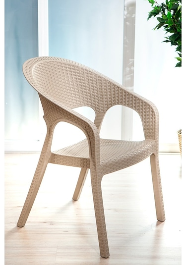 Garden Rattan Cappucino Masa Takımı Bahçe&balkon - 1 Masa 4 Sandalye Siyah