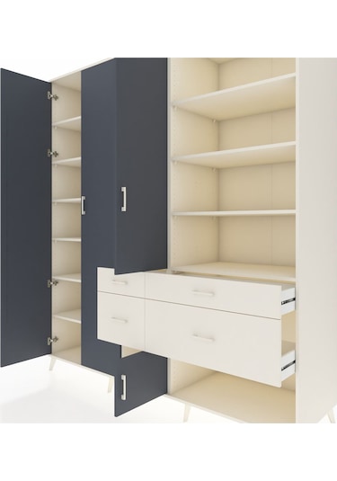 Kronos Dolap 14 Raflı 4 Çekmeceli 4 Kapaklı 220x59x243 Aytaşı-antrasit/aytaşı Antrasıt/aytası