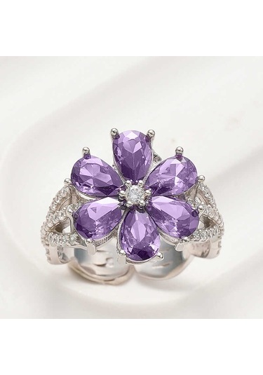 Blackcraft Gümüş Mor Sevgi Çiçeği Kadın Yüzük Bc-e0e8a0 Renkli