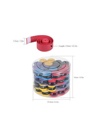 Lemestar 60 Adet Pu Badminton Tenis Raketi Sarma Bandı - Titreşimi Azaltır, Teri Emici, Rahat Kokuşmaz El Tutucu