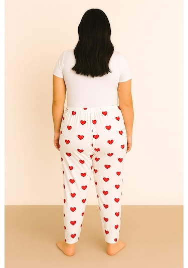 Kadın Büyük Beden Desenli Milan Tek Alt Beyaz Beyaz